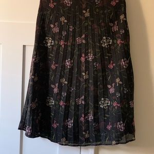 Black Floral Accordion Skirt